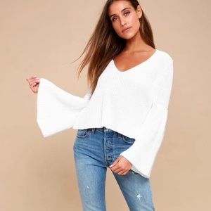 Damsel White Bell Sleeve Knit Sweater Free People